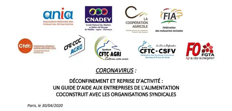 Orientações para o desconfinamento do setor agroalimentar francês